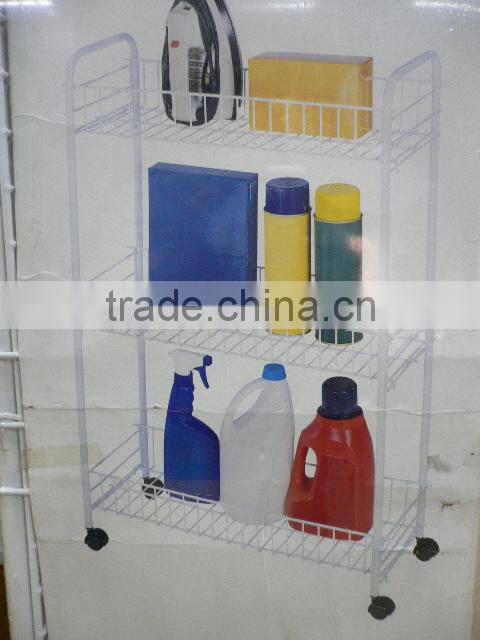 123-37 3-tier Metal Wire Storage Shelf with Wheels Storage Cart