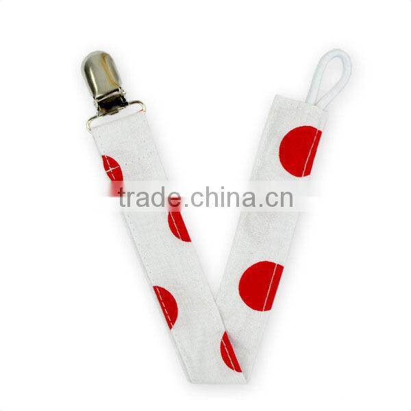 Hot Selling Pacifips Designer Baby Pacifier Clip With Ribbon Cotton Metal Baby Pacifier Clip