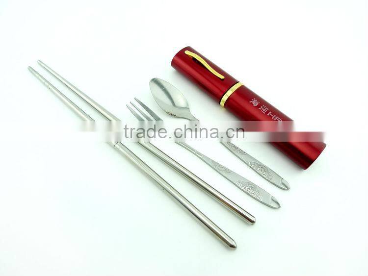 Traveling cutlery set, stainless steel spoon and chopsticks