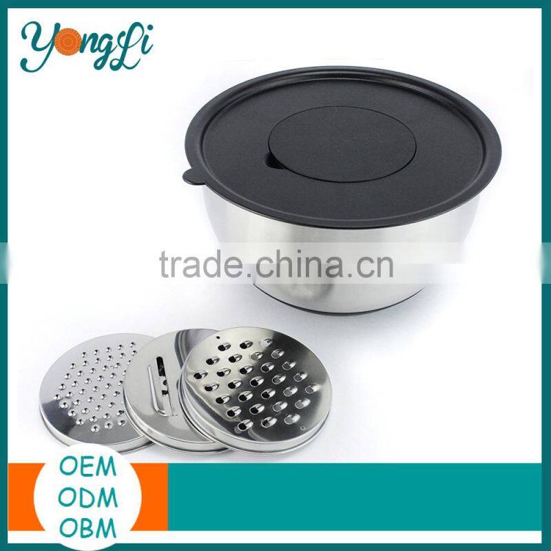 China Cookware Set Non-Slip Silicone Bottom Stainless Steel Mixing Bowl
