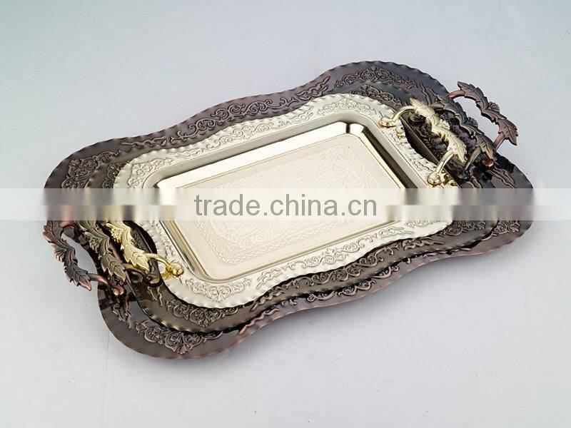 Gold Stainless Steel decorative tray for wedding