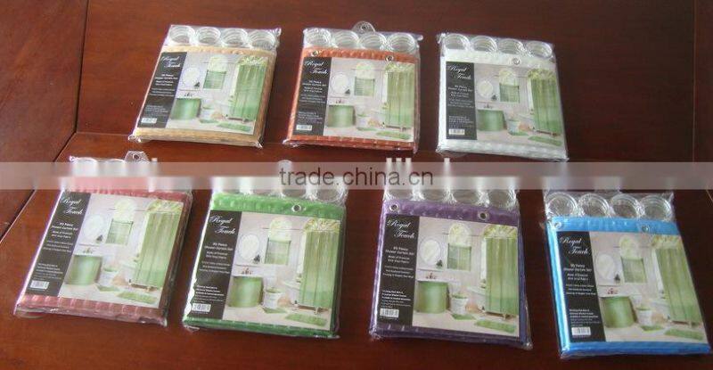 grey printed Polyester Shower curtain/shower curtain with matching window curtain