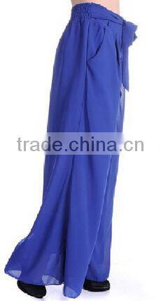 western stylish women's loose chiffon wide leg pants Long trousers