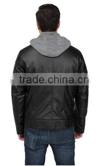 Men's Motorcycle Jacket With Attached Jersey Hood