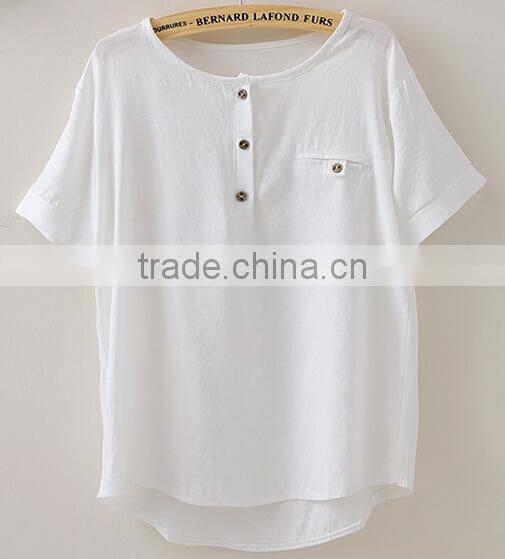 Fashion women cotton linen t shirt