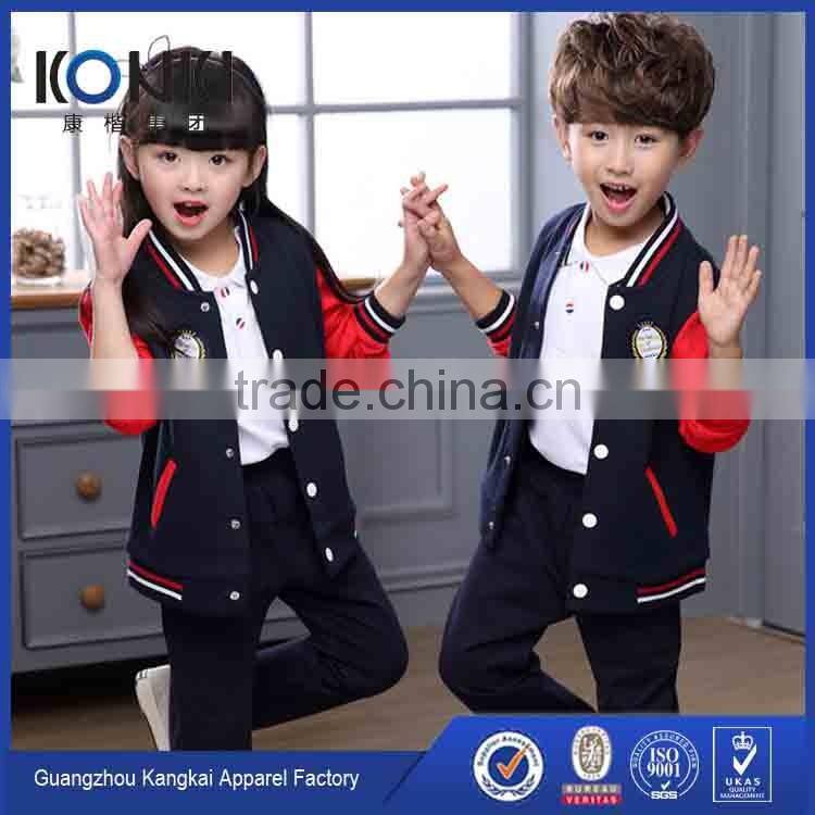 high quality primary school uniform design 100% cotton uniform