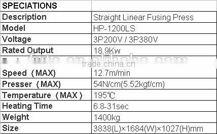 HASHIMA STRAIGHT LINEAR FUSING PRESS HP-1200LS