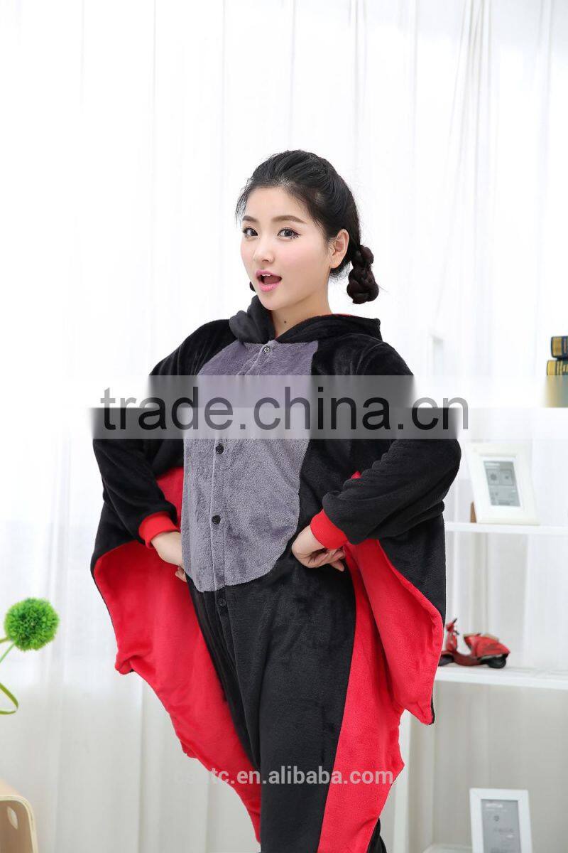 flannel cartoon adult animal jumpsuit animal pajamas jumpsuit bat design