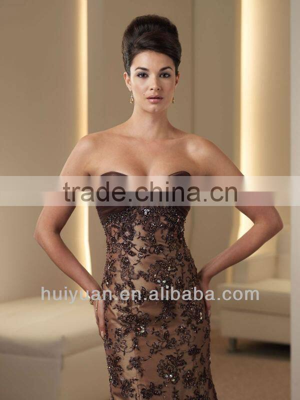 newest brown long sleeve lace mermaid gown