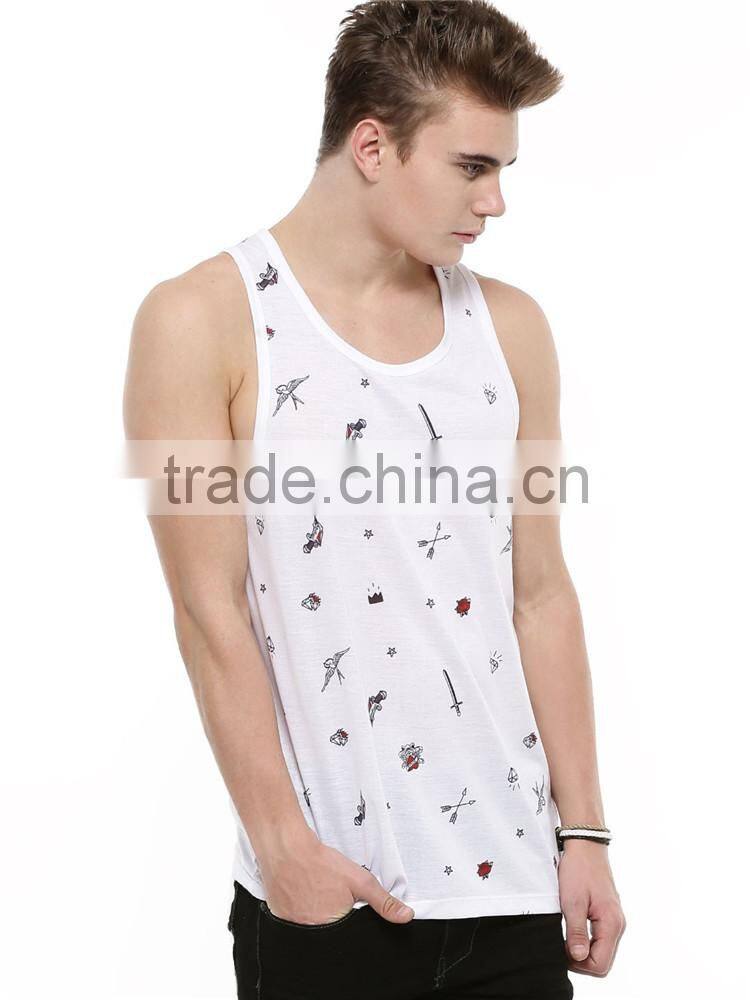 Summer sleeveless man vest tattoo print man vest wholesale