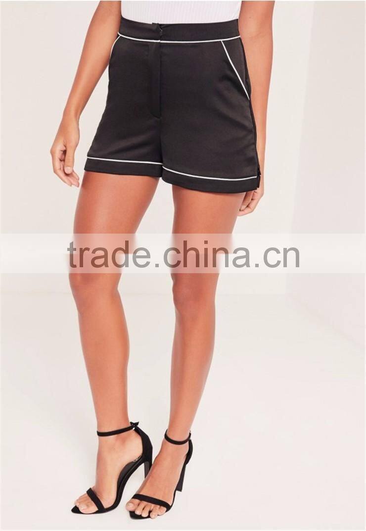 Custom Satin Boxer Shorts Women Plain Black Satin Highwaisted Shorts Wholesale
