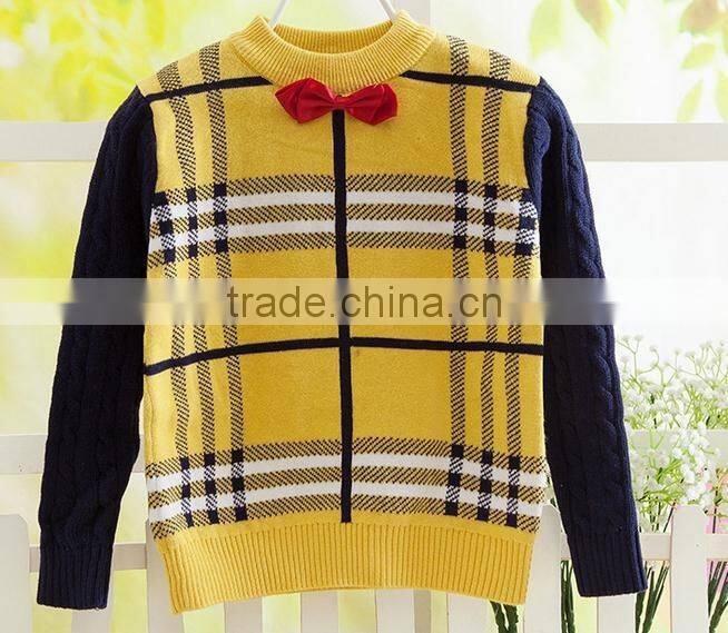 european western style cool tartan plaid woolen sweater for kids