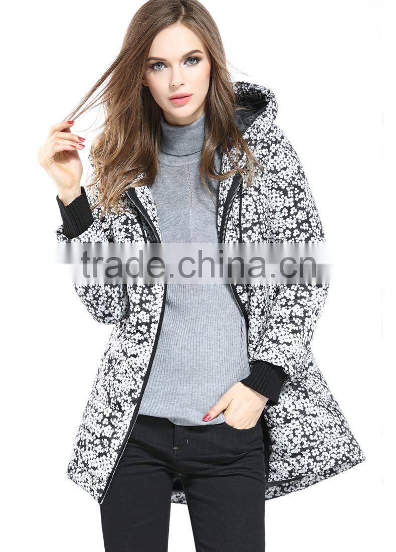 Ladies Printed Hooded Quilting Jacket
