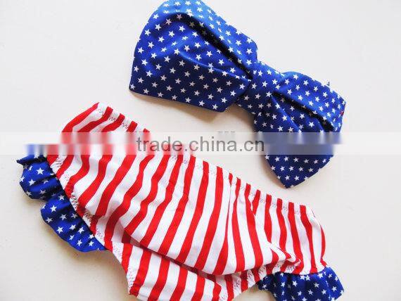 Baby girls star bowknot top and stripes underwear beach wear cover up for kids