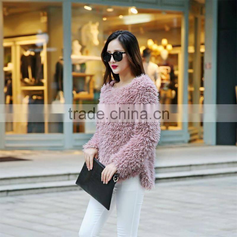 2015 Plus Size Faux Fur Coat Women Fashion Slim Fur Leather grass Long-Sleeved Sheep Wool Coat Female Casual Out Wear