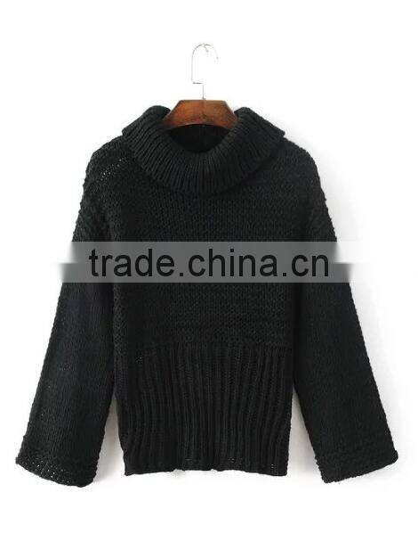 EY0881S Women casual loose cable turtleneck heavy sweater coat vintage sweater