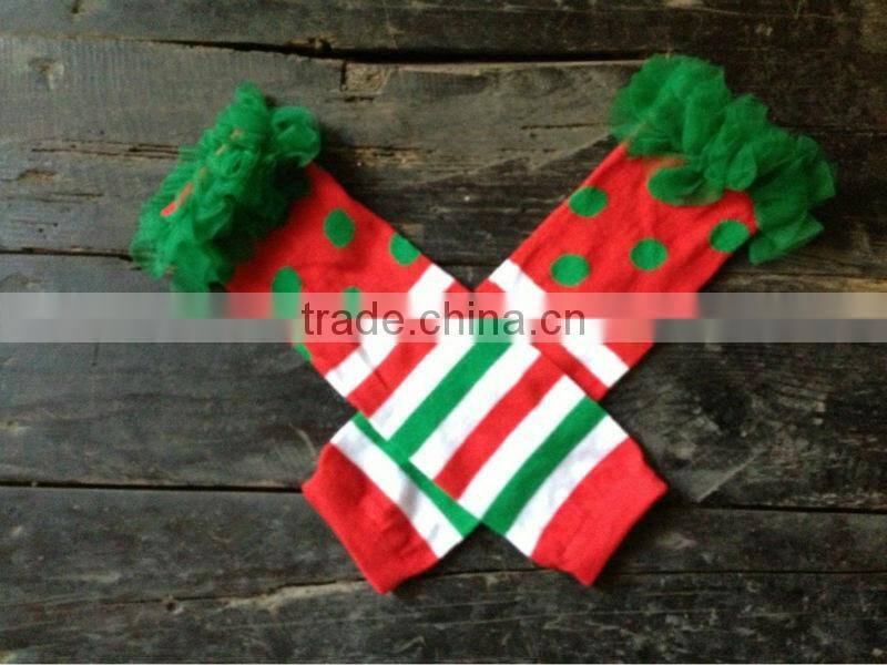 Christmas X-mas xmas baby girls leg warmers with chiffon ruffle baby leg warmer,legging