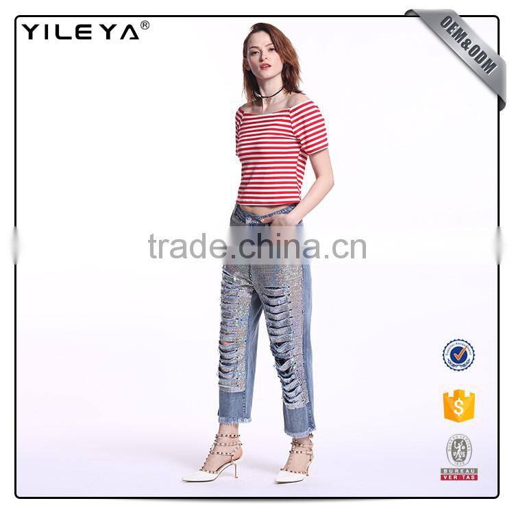 OEM services stripe+short+sleeve+t-shirt+tops+for+women+2016,female tshirts