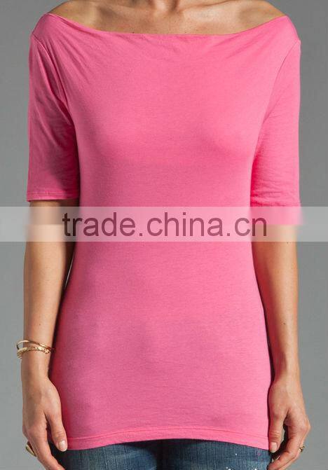 cotton spandex girls slim fit blank tops in pucker