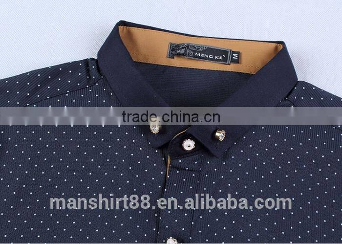 Decent fashion long sleeve contrast color custom slim fit shirt