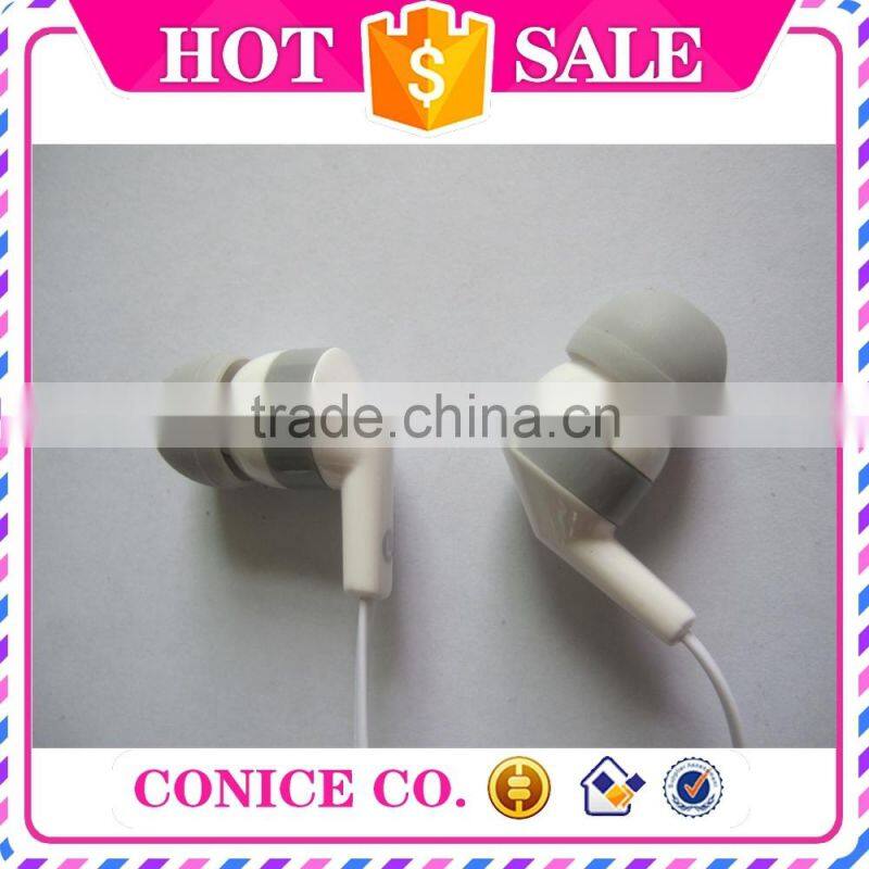 alibaba promotional cheap white flat cable silicone plug piston wired mic earphones