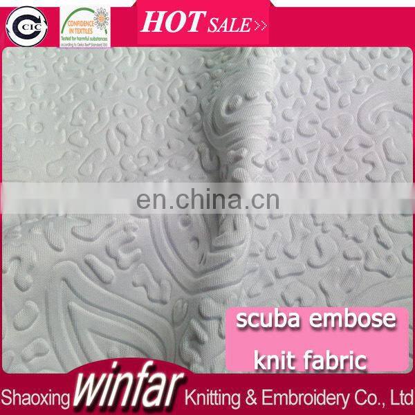 winfar Knit Textile Hot Sell New Product Polyester 3D Embossed Scuba Fabric for Fashion Clothing