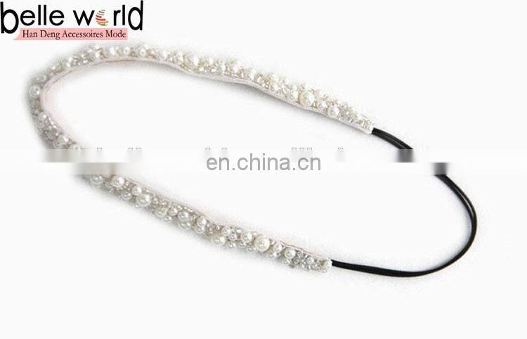 Korean Handmade Wedding Pearl Elastic Headband for Women