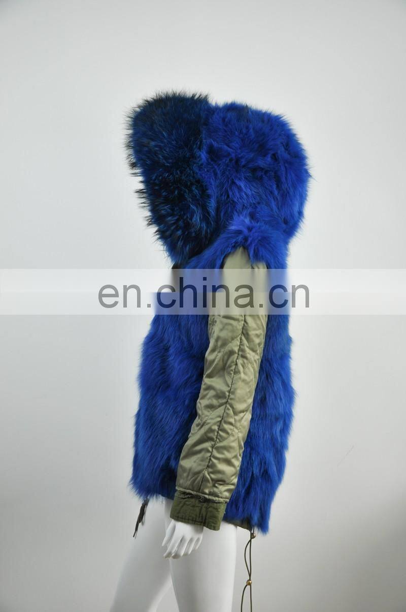 New Women Winter Coat Cheap Fox Fur Lining Long Jacket Real Raccoon Fur Hooded Winter Parka Coat