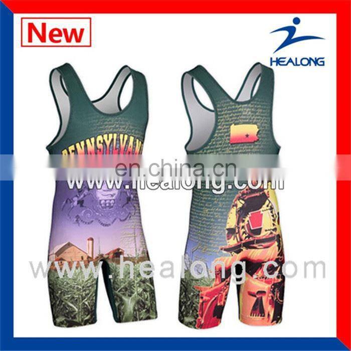 Healong Dye-Sublimation Printing 2014 Wrestling Jersey No Name