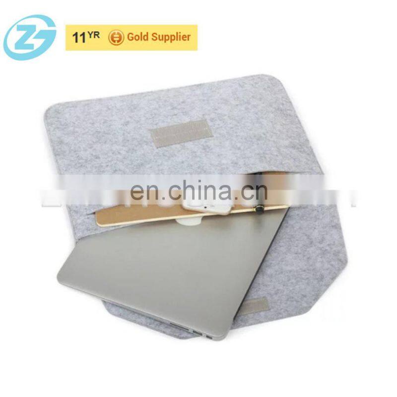 Cheap Customized Printing Logo Grey Lightweight Felt Laptop Bag Two Laptops