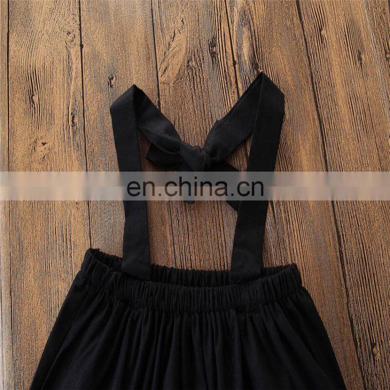 Girls Summer Outfit Kids black camisole tops + stripe pants Set for 1-6T