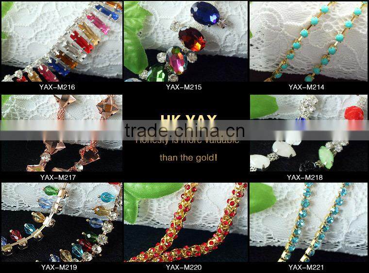 Y1125 Shiny rhinestone cup chain trimming;fancy rhinestone chain trim;china factory rhinestone cup chain