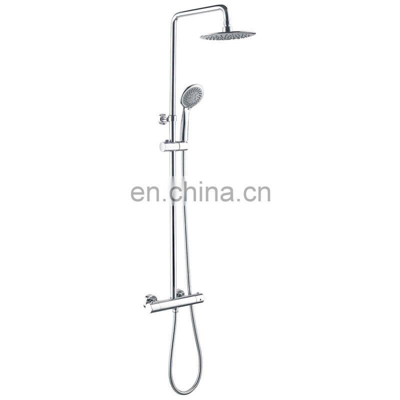 Luxury thermostiatic mixer faucet brass diverter adjustable height shower bar with rain shower head and hand shower