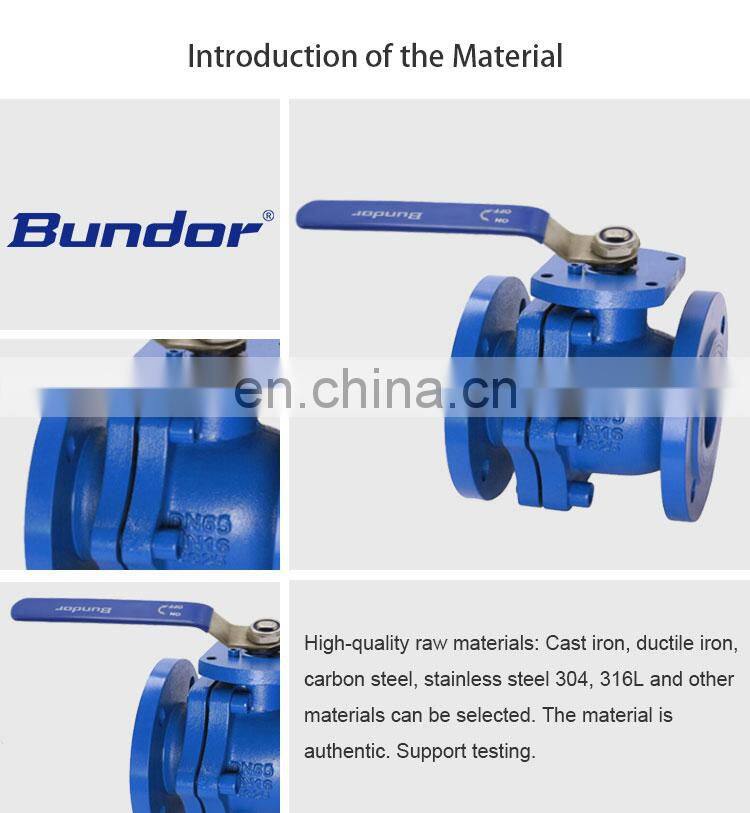 Bundor cast iron handle lever operation ball valve 2PC Ball Valve with water