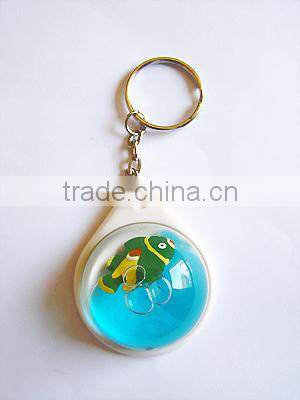 Plastic Round Shape Keychain, Acrylic Fish Inside Keychain
