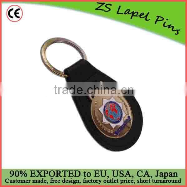 metal badge leather keyring