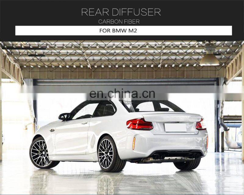 Carbon fiber rear diffuser three section with light for BMW M2 2016-2019