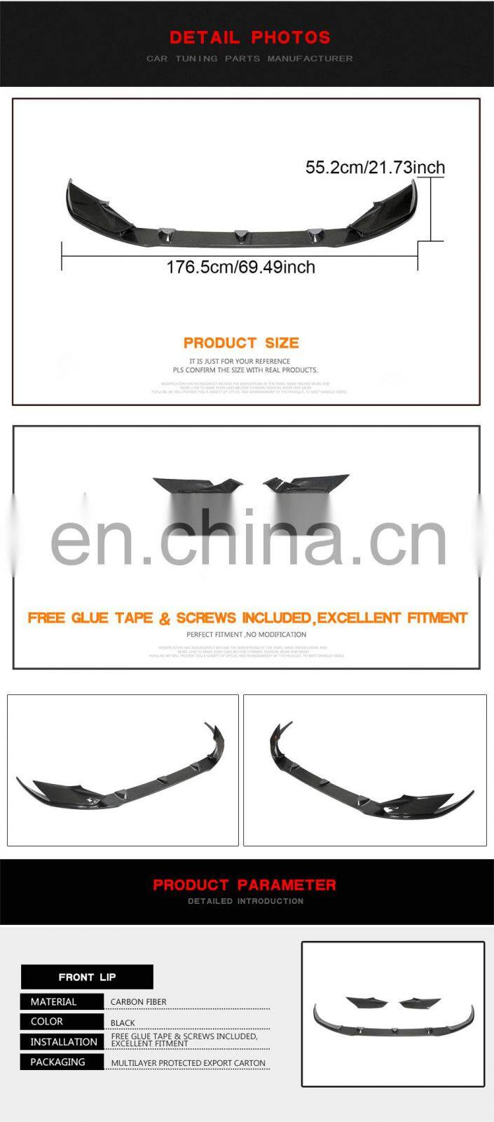 Carbon Fiber Z4 G29 M Tech Front Lip Spoiler for BMW Z4 M40i Convertible 2-Door 2019-2020