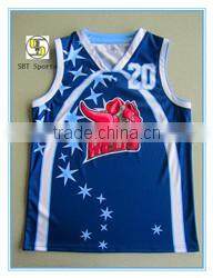 Digital print custom blue basketball jersey