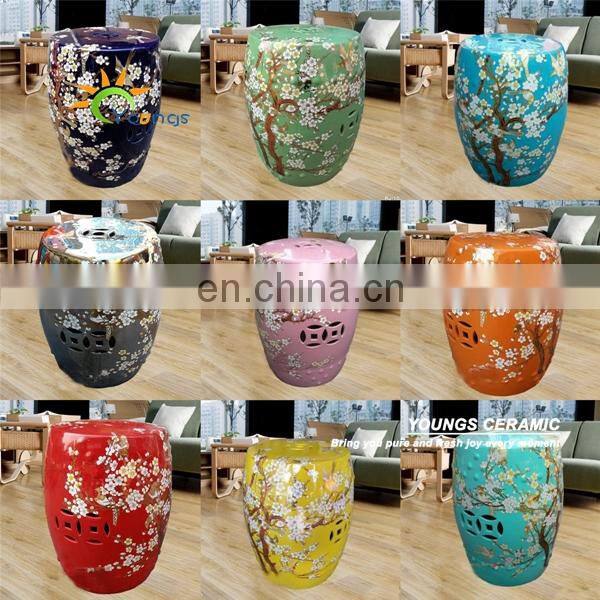 Mix Color Glazed Chinese Garden Ceramic Drum Stool For Retail And Wholesale