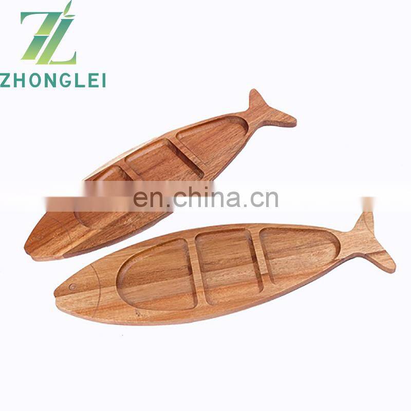 Wholesale Fish Shape Acacia Snacks Plate