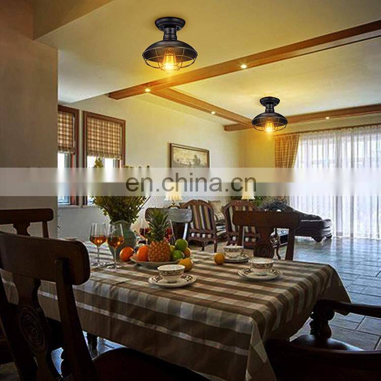 2021 Vintage Metal Cage Pendant Lighting Semi Flush Mounted Iron Ceiling Light Lamp Hanging Chandelier