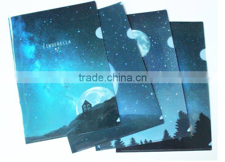 Office stationery transparent a4 size L shape PP plastic file folder
