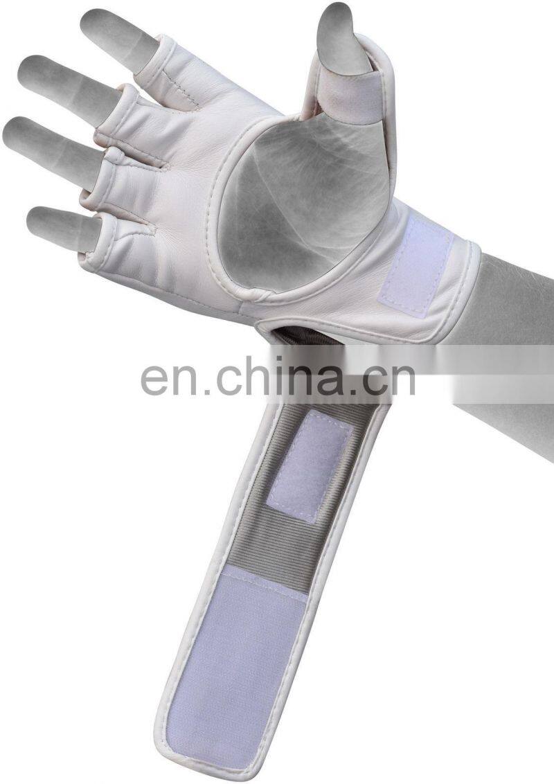 Custom Design Professional punching training MMA Half finger PU Leather boxing gloves