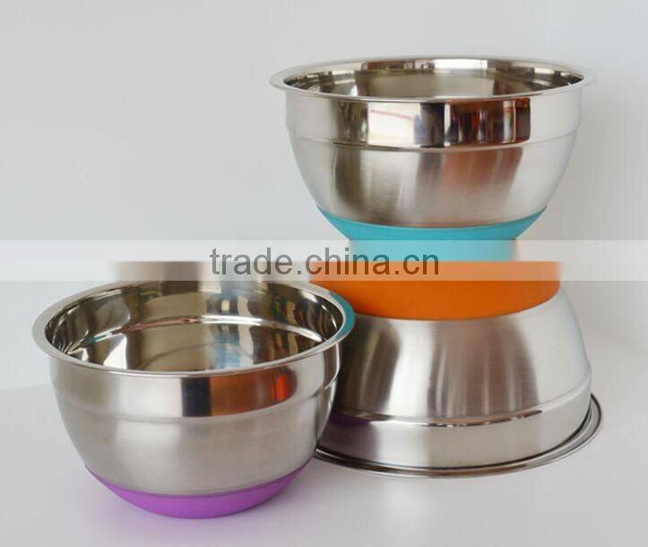 Stainless Steel deep Mixing Bowl silicon base Black color