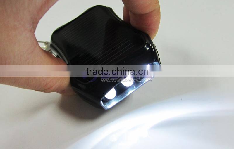 300LM High Light 1200mah Solar Battery 3 LED Flashlight with Keychain