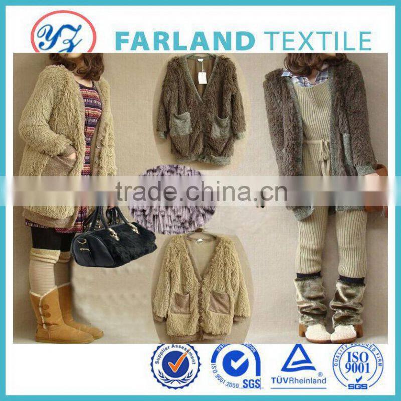 2015new products high pile plush fabric white rabbit fur coat fabric