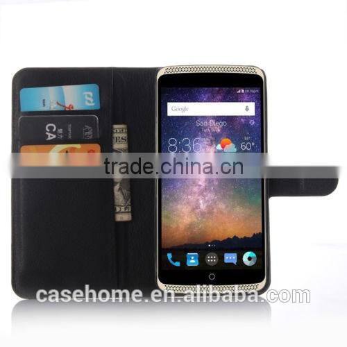 Litchi pattern Leather wallet flip stand pouch Cover Case For ZTE Axon Elite