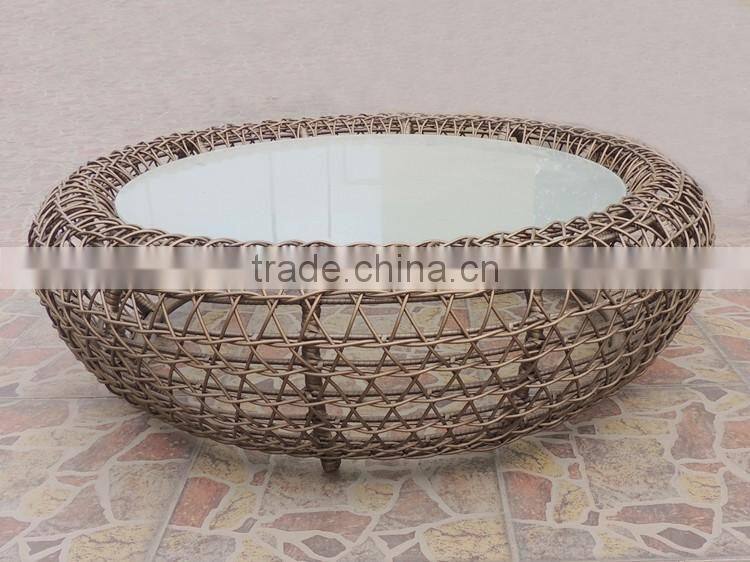 Outdoor Round Wicker Coffee Table