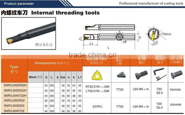 Stable Performance Flow Cutting Edge Threading Tool Holder with Carbide Inserts